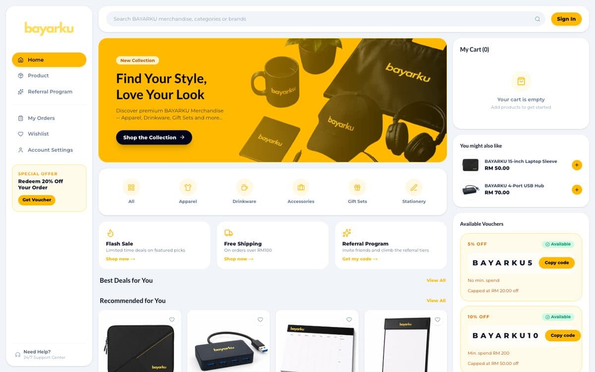 BAYARKU website homepage